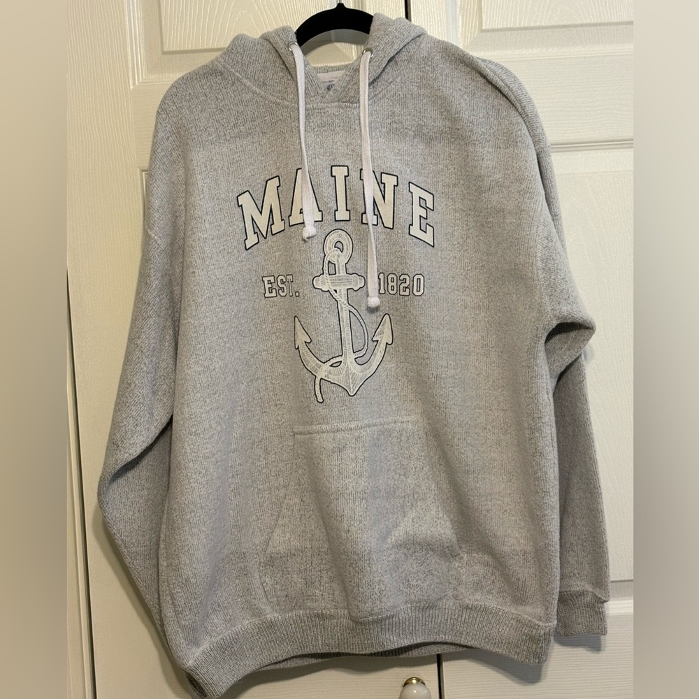 Classic Gray Maine Anchor Hoodie ⚓️ Size 2XL